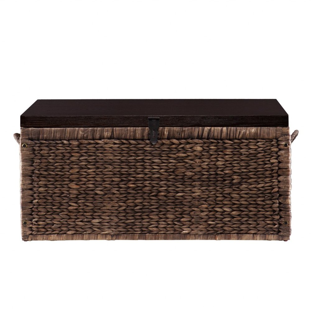 38" Brown Wood And Wicker With Iron Coffee Table HomeRoots