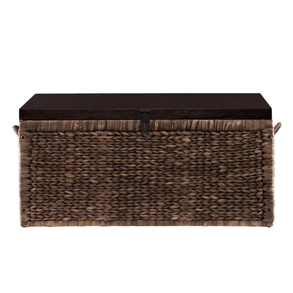 38" Brown Wood And Wicker With Iron Coffee Table HomeRoots