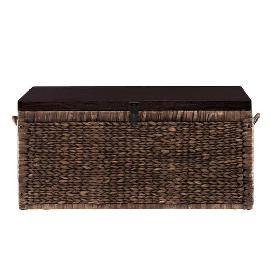 38" Brown Wood And Wicker With Iron Coffee Table HomeRoots