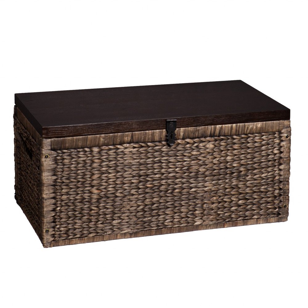 38" Brown Wood And Wicker With Iron Coffee Table HomeRoots