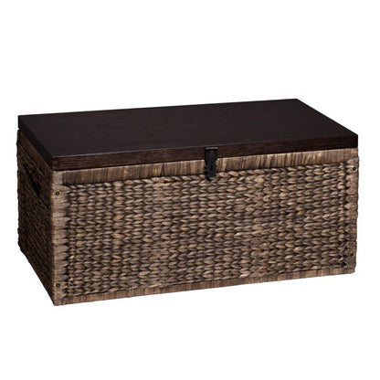 38" Brown Wood And Wicker With Iron Coffee Table HomeRoots