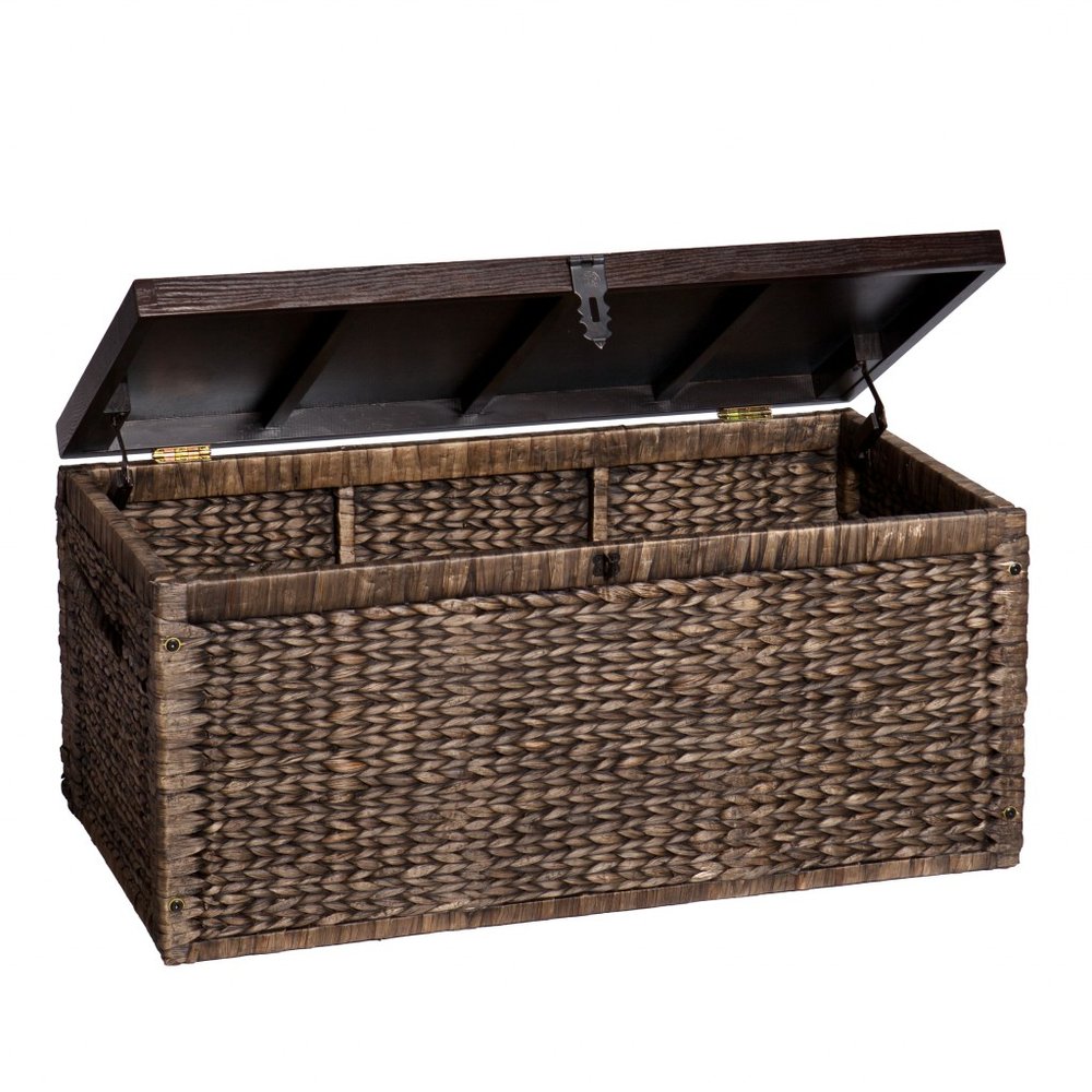 38" Brown Wood And Wicker With Iron Coffee Table HomeRoots