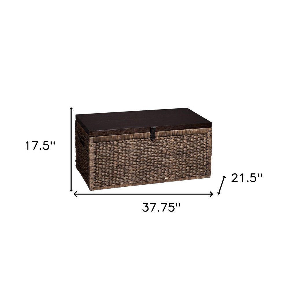38" Brown Wood And Wicker With Iron Coffee Table HomeRoots