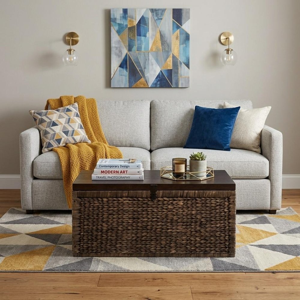 38" Brown Wood And Wicker With Iron Coffee Table HomeRoots