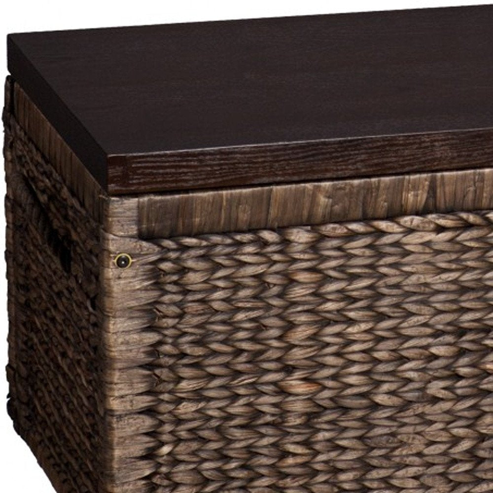 38" Brown Wood And Wicker With Iron Coffee Table HomeRoots