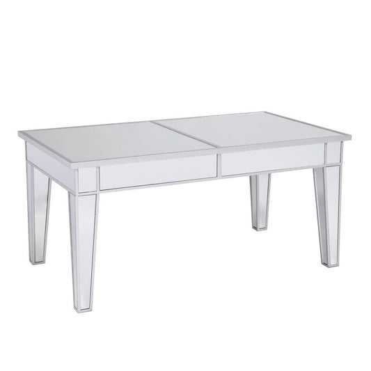 42" Silver Mirrored And Metal Rectangular Mirrored Coffee Table HomeRoots