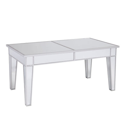 42" Silver Mirrored And Metal Rectangular Mirrored Coffee Table HomeRoots