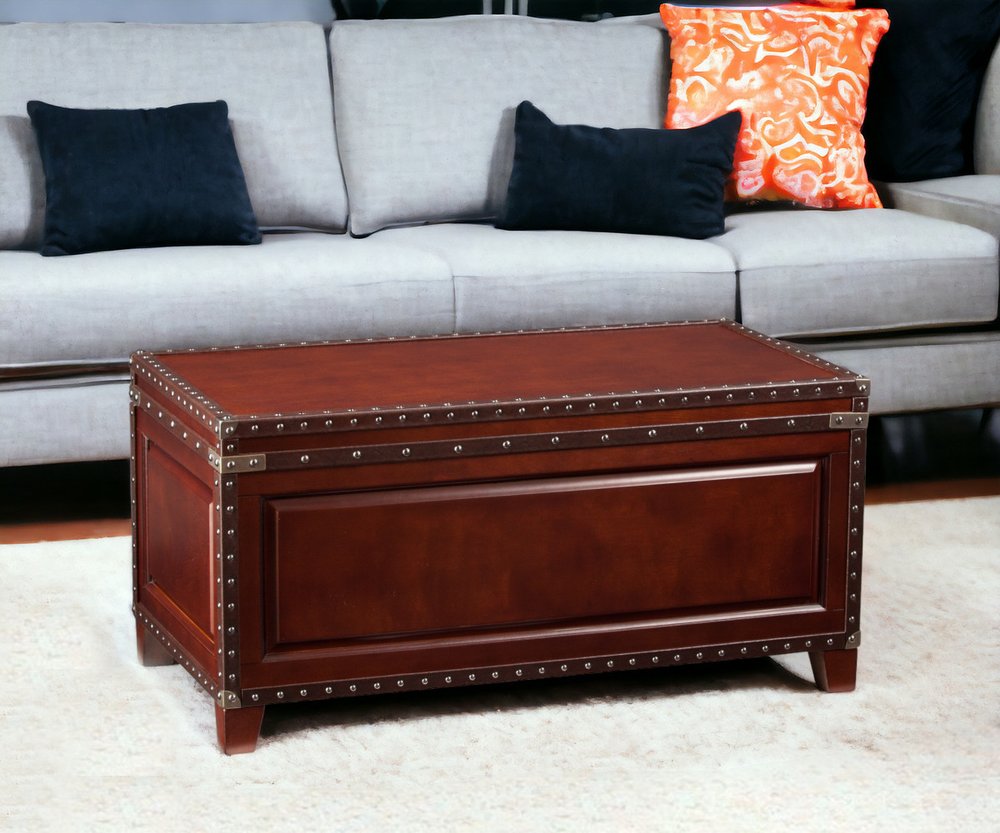 40" Brown Solid Wood And Metal Rectangular Coffee Table HomeRoots
