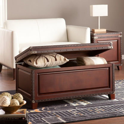 40" Brown Solid Wood And Metal Rectangular Coffee Table HomeRoots