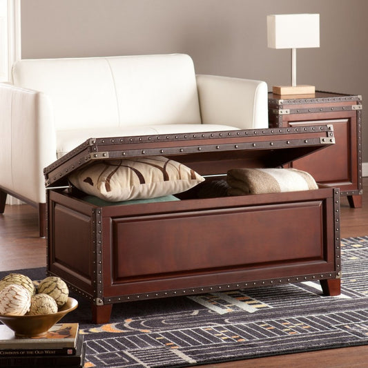 40" Brown Solid Wood And Metal Rectangular Coffee Table HomeRoots