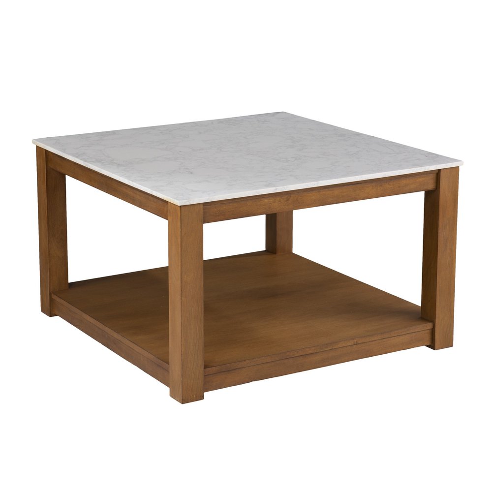 30" Natural And Natural Brown Solid Manufactured Wood Square Coffee Table HomeRoots
