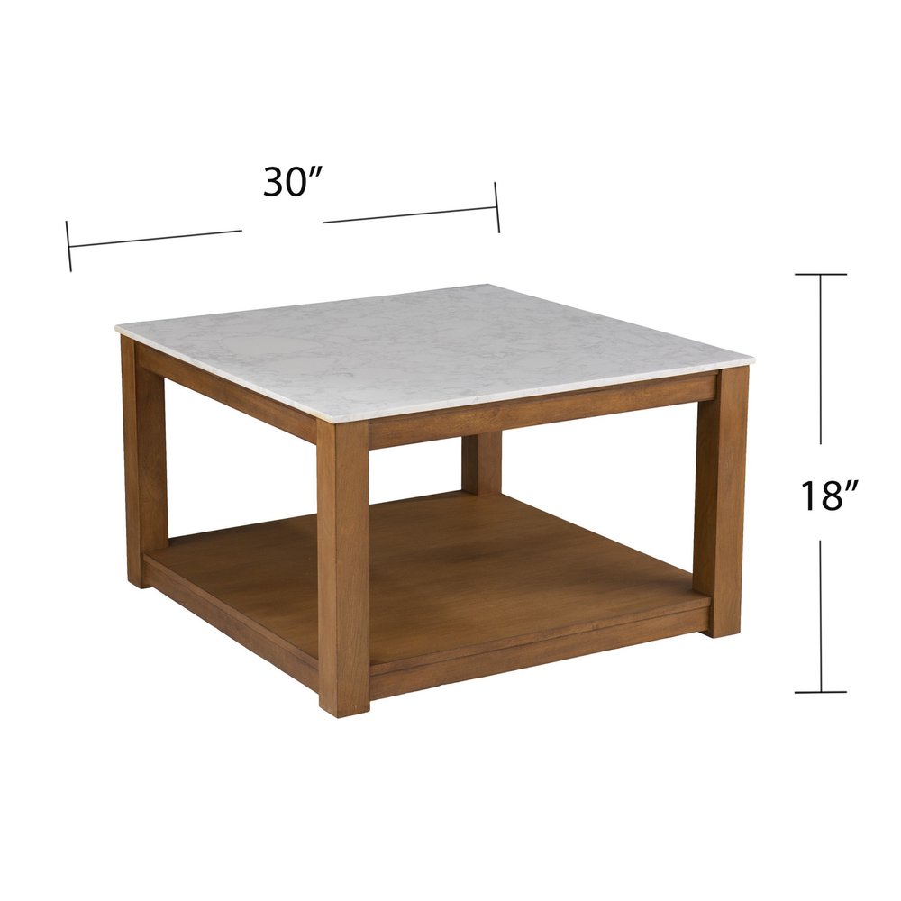 30" Natural And Natural Brown Solid Manufactured Wood Square Coffee Table HomeRoots