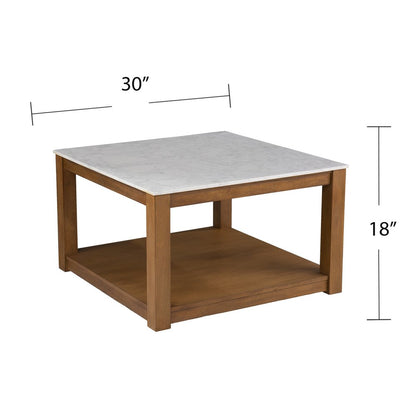 30" Natural And Natural Brown Solid Manufactured Wood Square Coffee Table HomeRoots