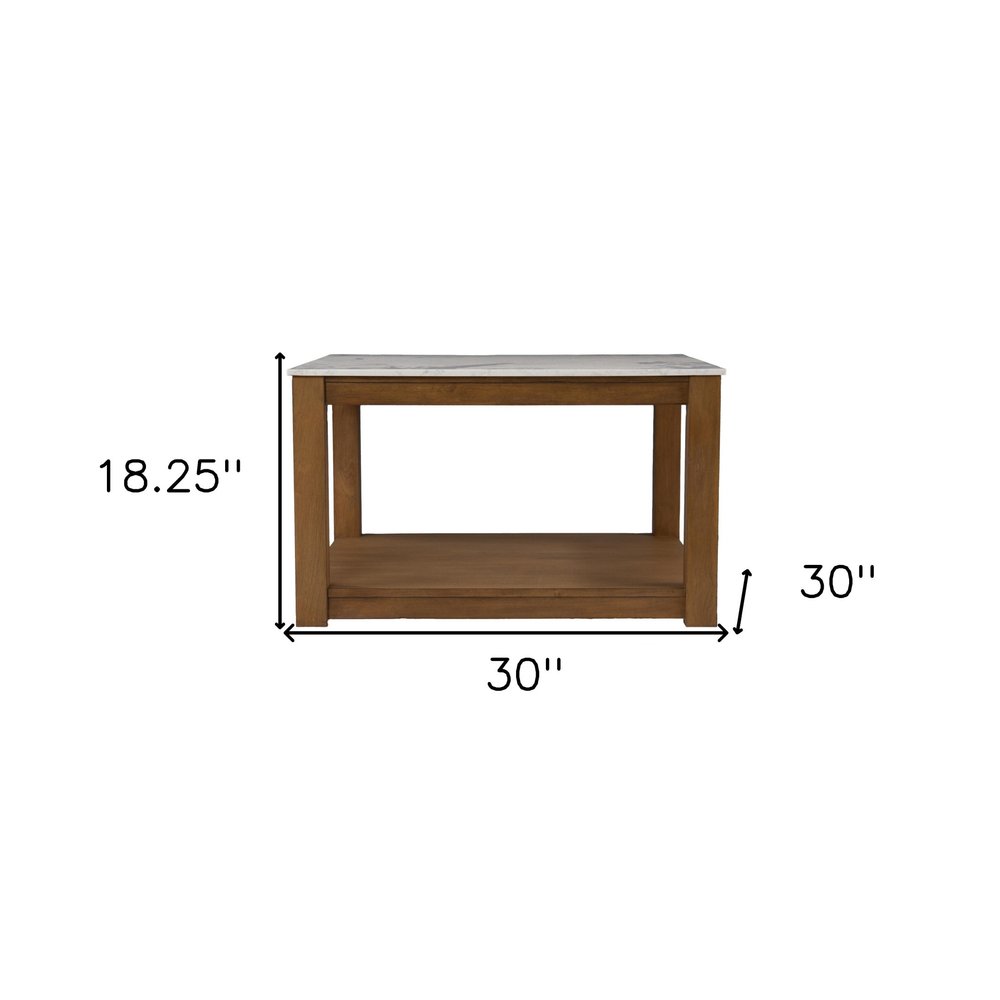 30" Natural And Natural Brown Solid Manufactured Wood Square Coffee Table HomeRoots