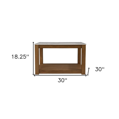 30" Natural And Natural Brown Solid Manufactured Wood Square Coffee Table HomeRoots