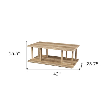 42" Natural Wood Coffee Table HomeRoots