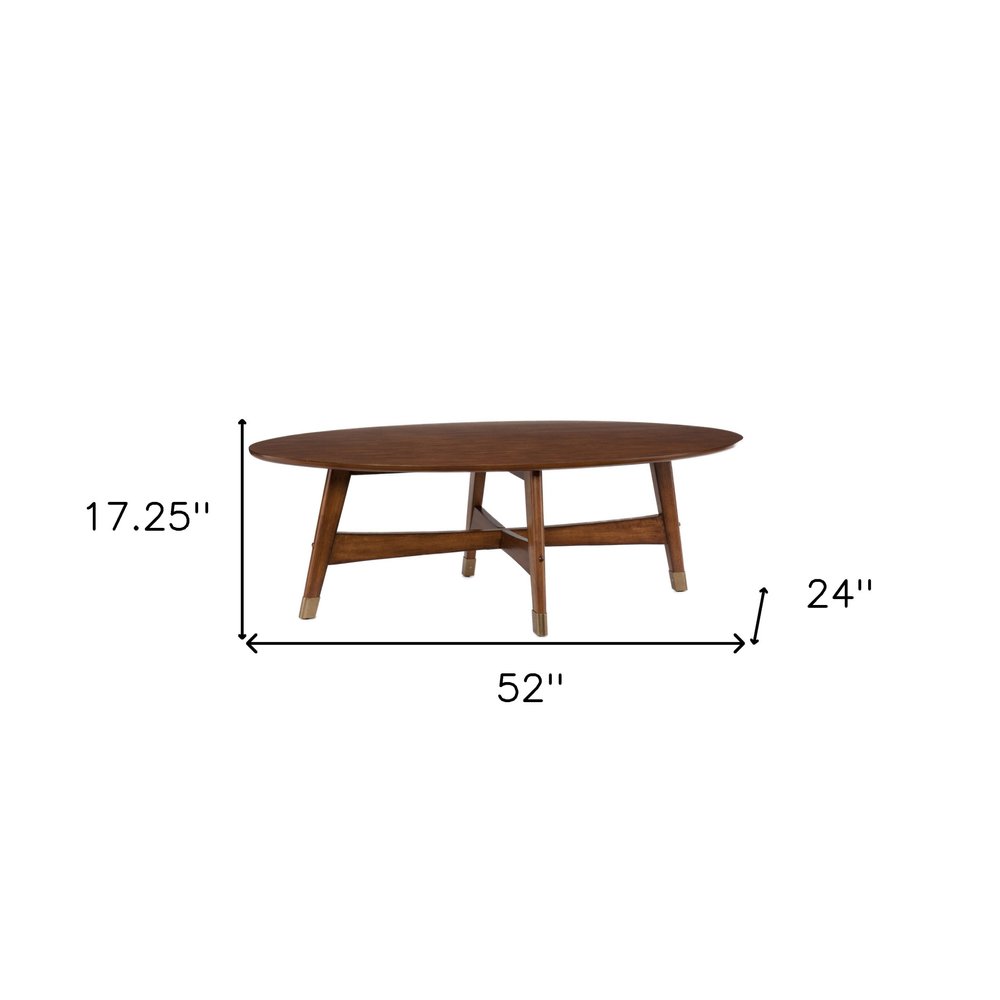 52" Brown Solid Wood With Iron Coffee Table HomeRoots