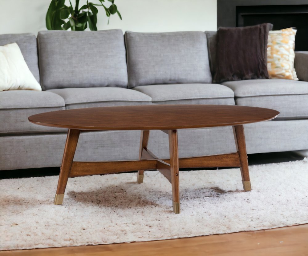 52" Brown Solid Wood With Iron Coffee Table HomeRoots