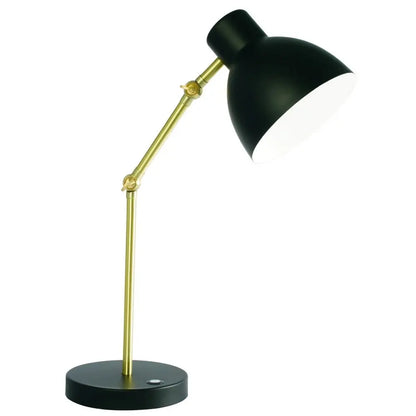 Matte Black and Gold Mod LED Adjustable Desk Lamp HomeRoots