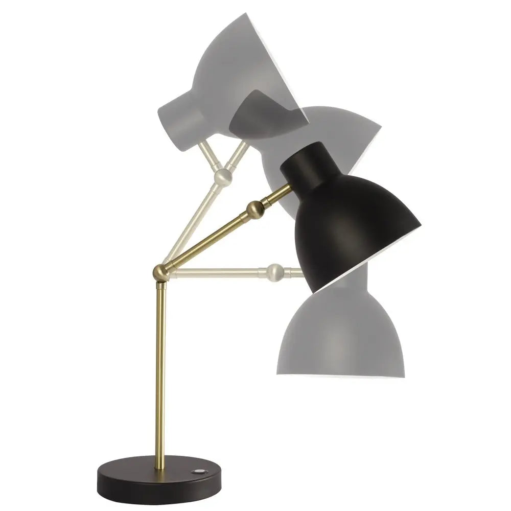 Matte Black and Gold Mod LED Adjustable Desk Lamp HomeRoots