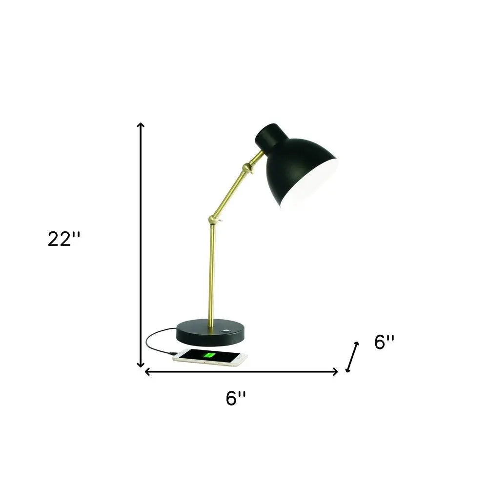 Matte Black and Gold Mod LED Adjustable Desk Lamp HomeRoots