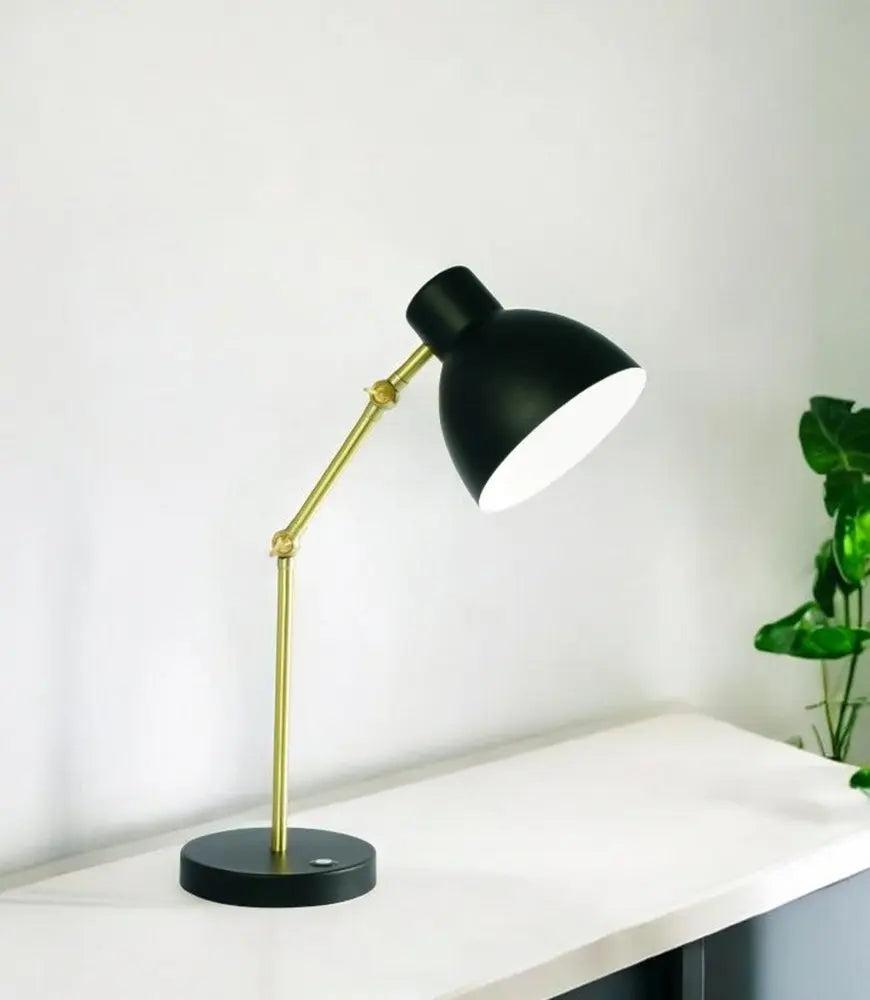 Matte Black and Gold Mod LED Adjustable Desk Lamp HomeRoots