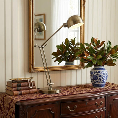 Shiny Satin Brass LED Adjustable Desk Lamp HomeRoots