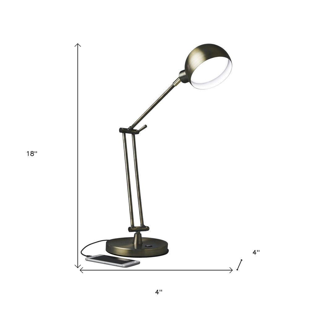 Shiny Satin Brass LED Adjustable Desk Lamp HomeRoots