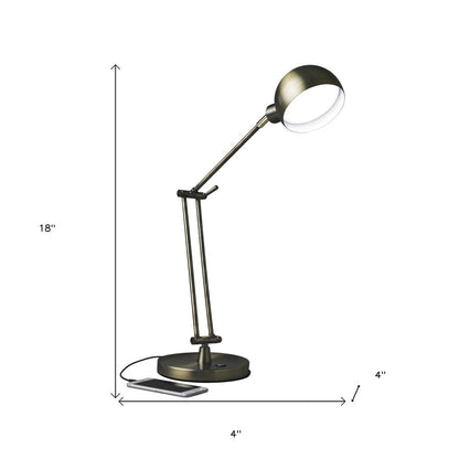 Shiny Satin Brass LED Adjustable Desk Lamp HomeRoots