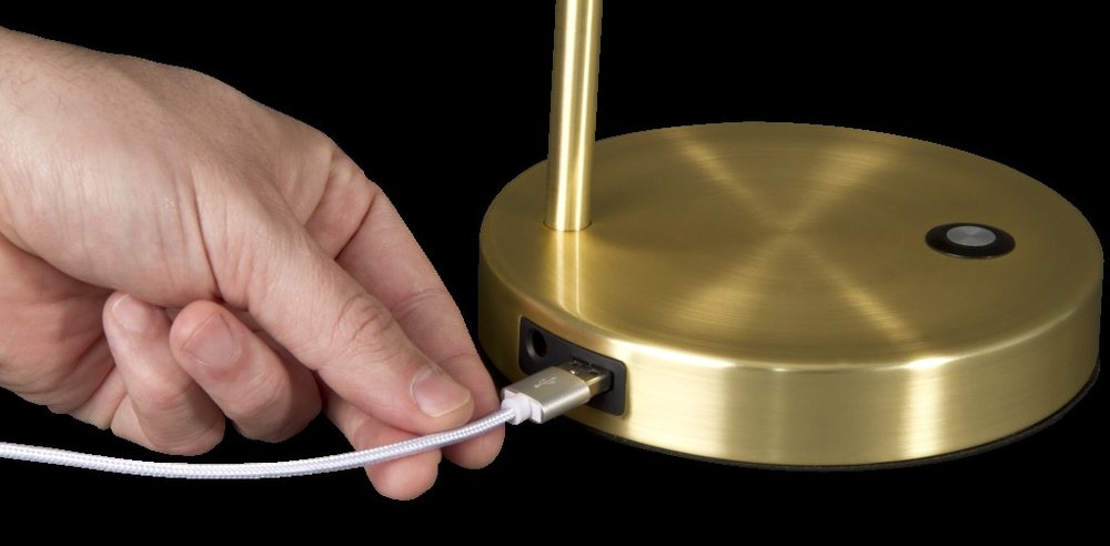 Shiny Satin Brass LED Adjustable Desk Lamp — view 2