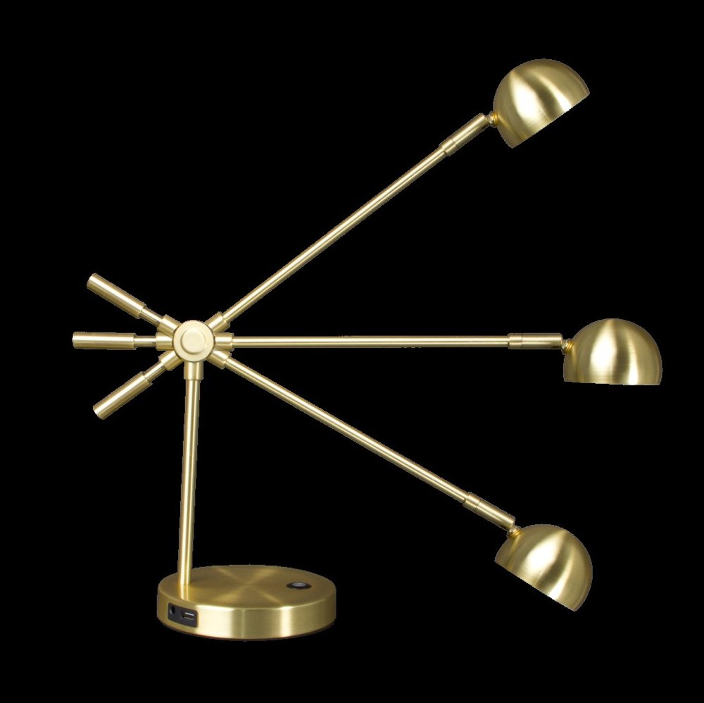 Shiny Satin Brass LED Adjustable Desk Lamp — view 4