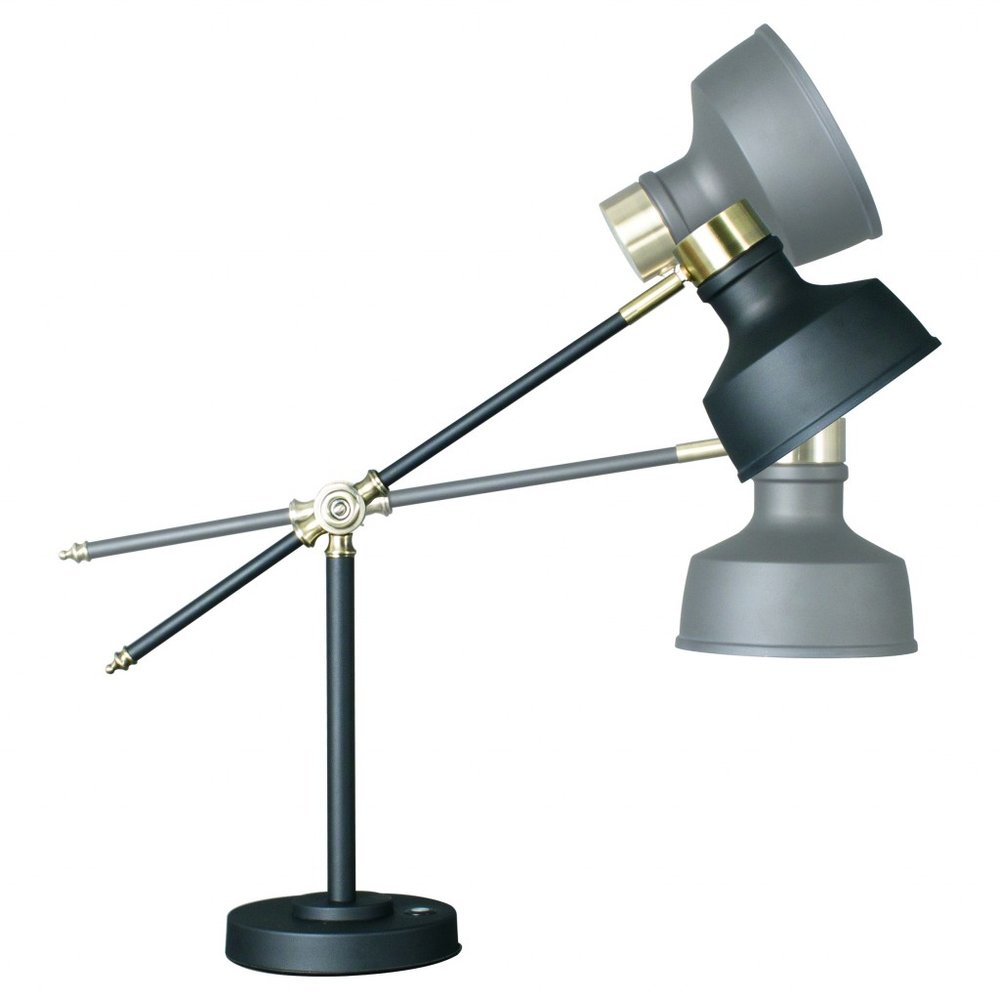 Matte Black and Antiqued Brass LED Adjustable Desk Lamp HomeRoots