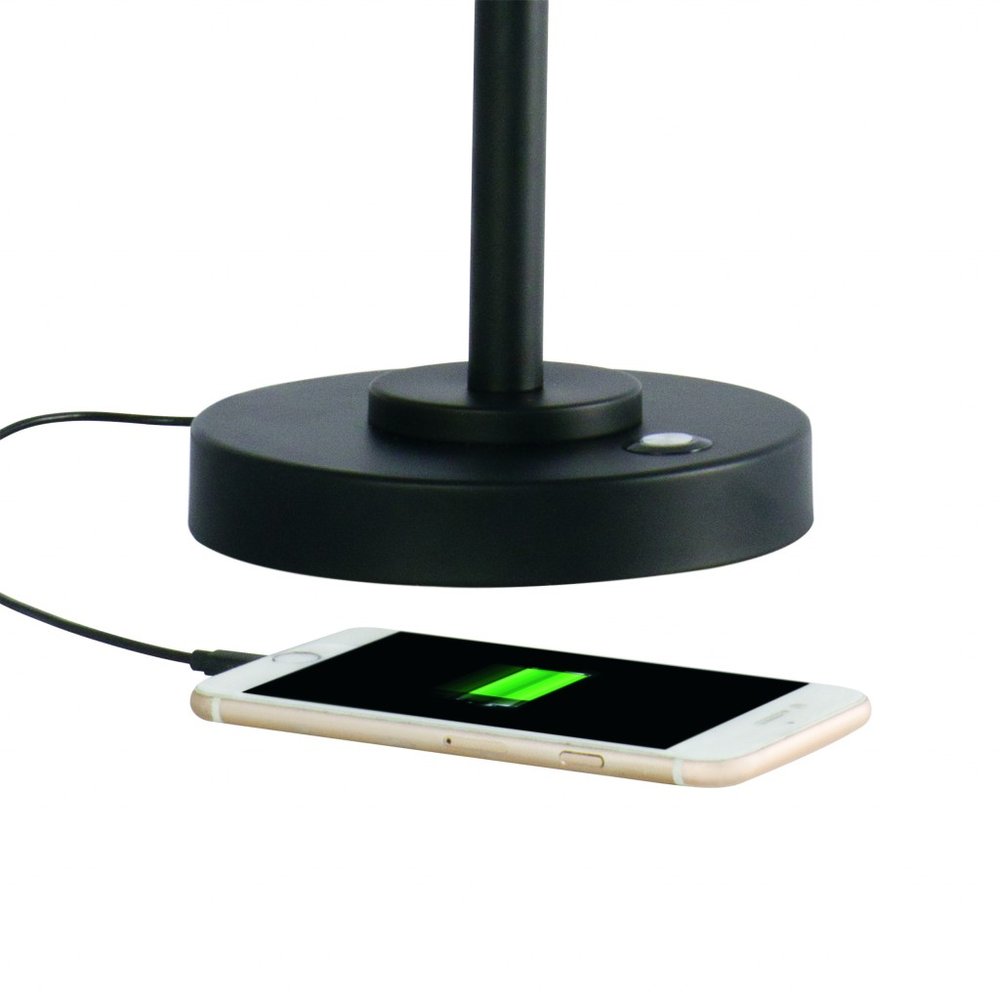 Matte Black and Antiqued Brass LED Adjustable Desk Lamp HomeRoots