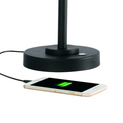 Matte Black and Antiqued Brass LED Adjustable Desk Lamp HomeRoots