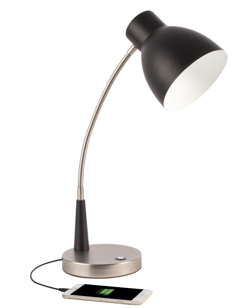 Black Matte and Silver LED Adjustable Desk Lamp HomeRoots