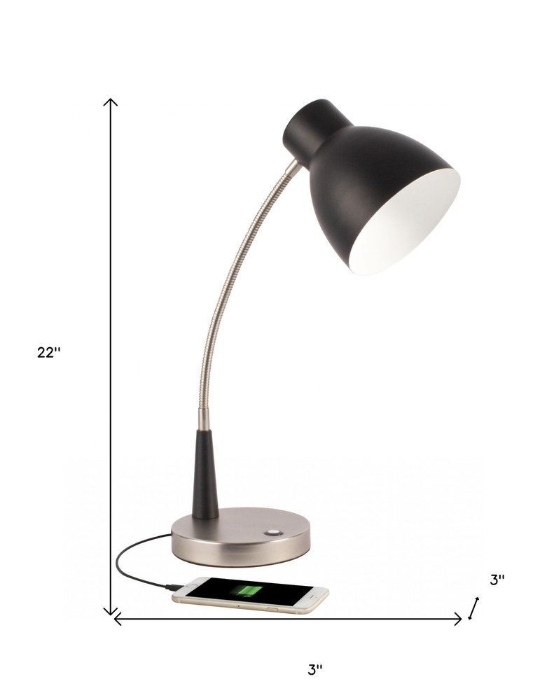 Black Matte and Silver LED Adjustable Desk Lamp HomeRoots