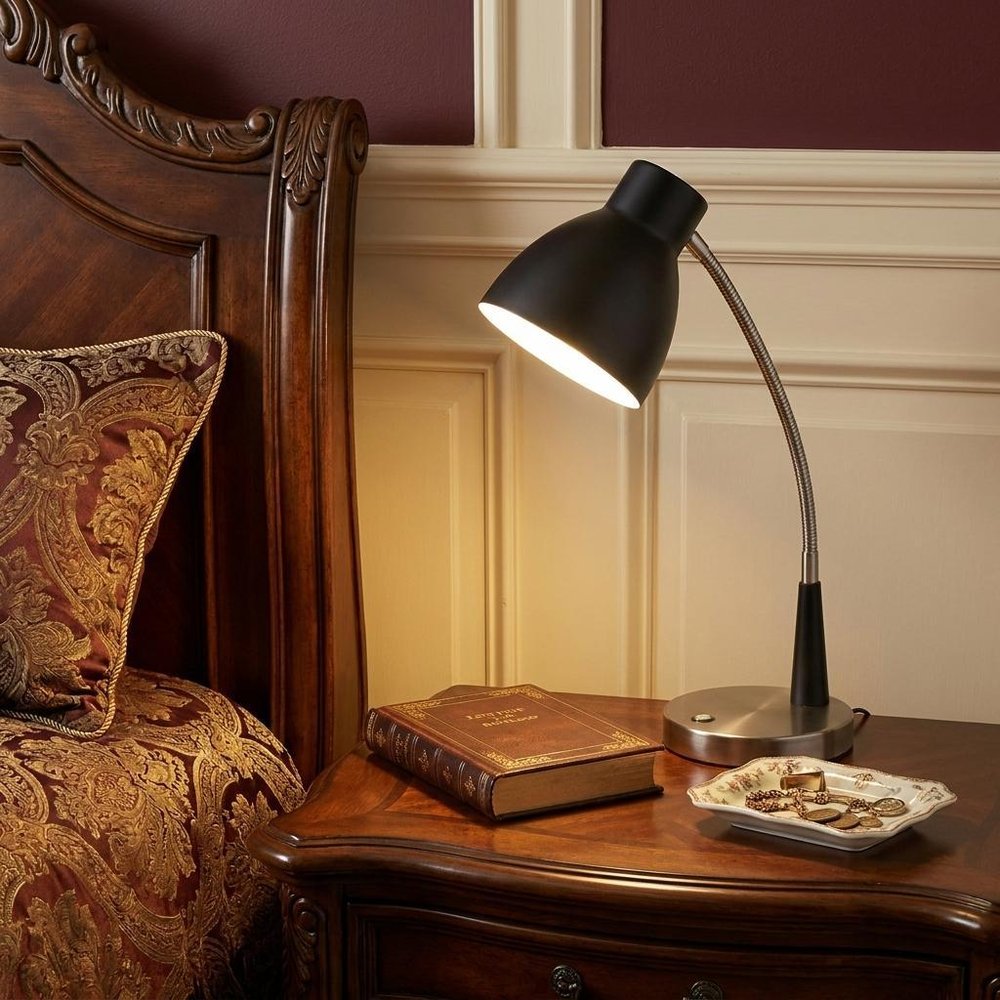 Black Matte and Silver LED Adjustable Desk Lamp HomeRoots