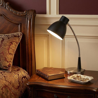 Black Matte and Silver LED Adjustable Desk Lamp HomeRoots
