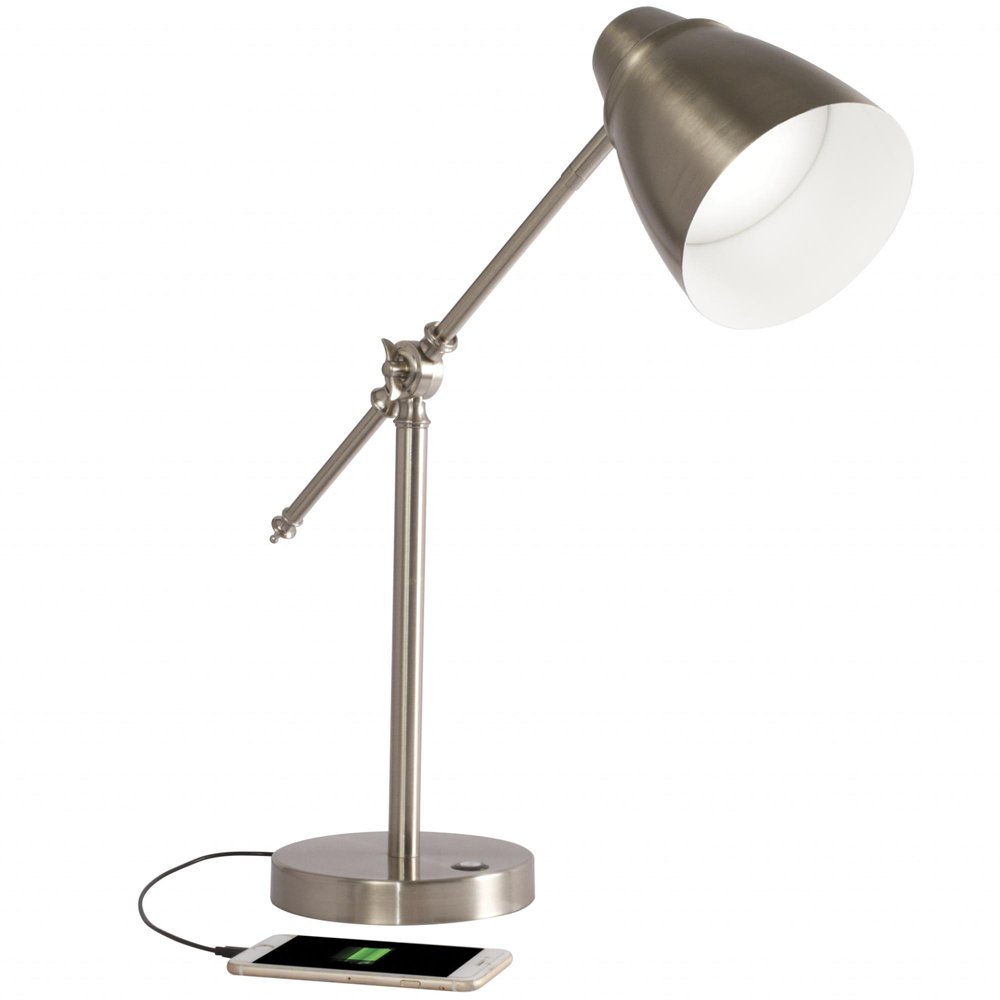 Brushed Silver LED Adjustable Desk Lamp HomeRoots