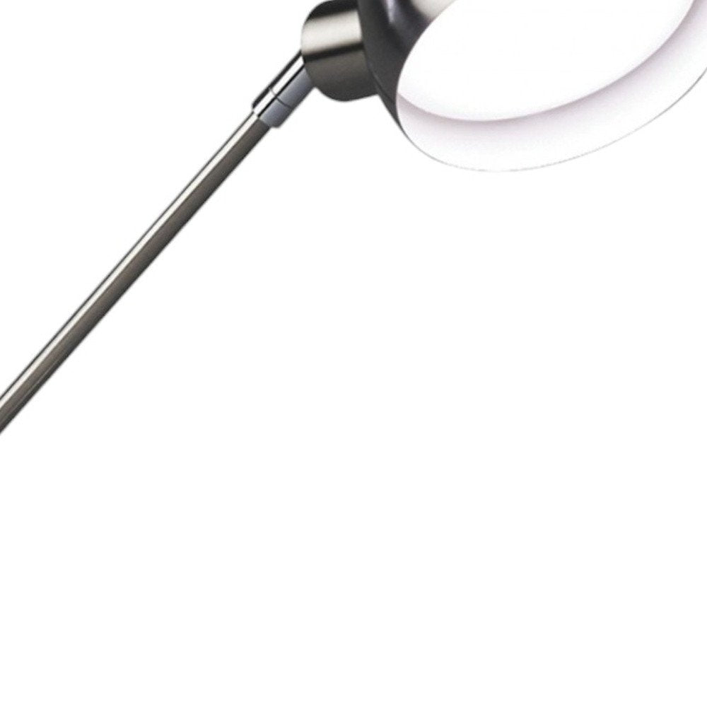 18" Nickel Metal Adjustable Swing Arm LED Desk Lamp With USB HomeRoots