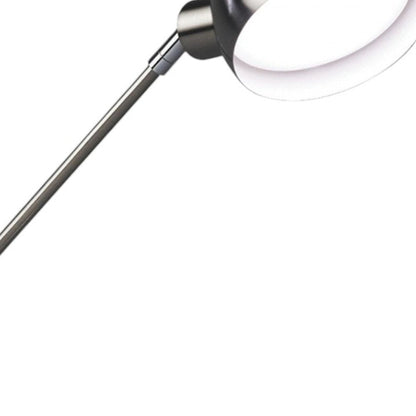 18" Nickel Metal Adjustable Swing Arm LED Desk Lamp With USB HomeRoots