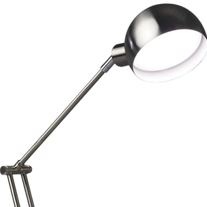 18" Nickel Metal Adjustable Swing Arm LED Desk Lamp With USB HomeRoots