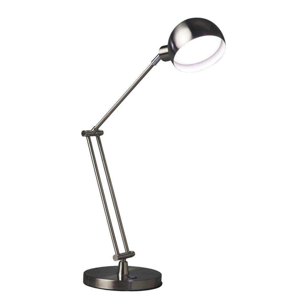 18" Nickel Metal Adjustable Swing Arm LED Desk Lamp With USB HomeRoots