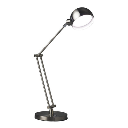 18" Nickel Metal Adjustable Swing Arm LED Desk Lamp With USB HomeRoots