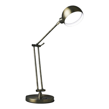 18" Antiqued Bronze Adjustable Swing Arm Desk Lamp USB With Antiqued Bronze Shade