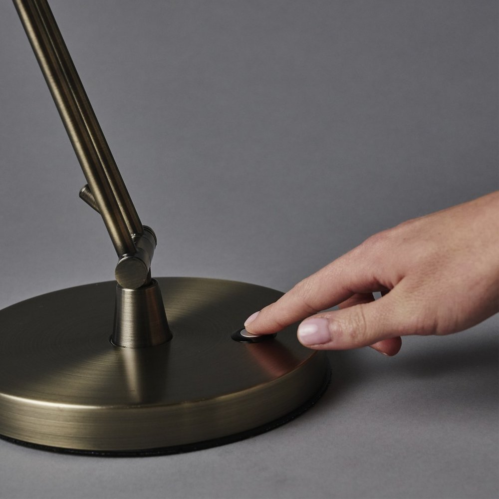 18" Antiqued Bronze Adjustable Swing Arm Desk Lamp USB With Antiqued Bronze Shade HomeRoots