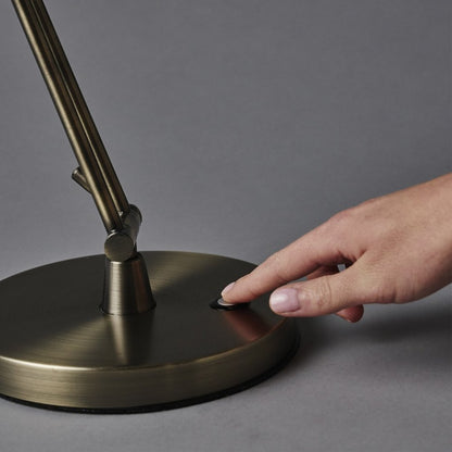 18" Antiqued Bronze Adjustable Swing Arm Desk Lamp USB With Antiqued Bronze Shade HomeRoots