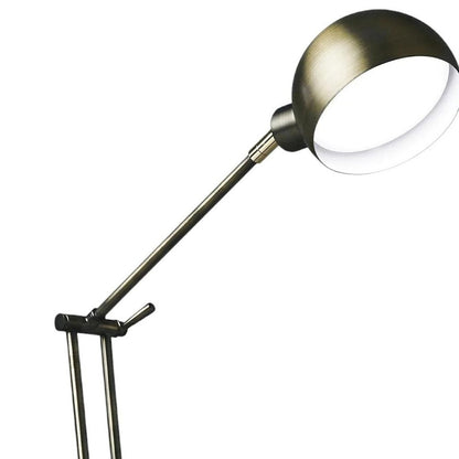 18" Antiqued Bronze Adjustable Swing Arm Desk Lamp USB With Antiqued Bronze Shade HomeRoots