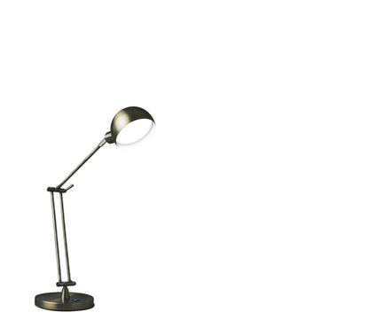 18" Antiqued Bronze Adjustable Swing Arm Desk Lamp USB With Antiqued Bronze Shade