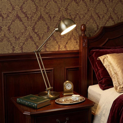 18" Antiqued Bronze Adjustable Swing Arm Desk Lamp USB With Antiqued Bronze Shade HomeRoots